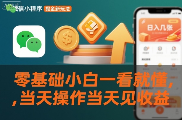 微信小程序掘金新玩法,日入几张,零基础小白一看就懂,当天操作当天见收益【揭秘】-第一资源库