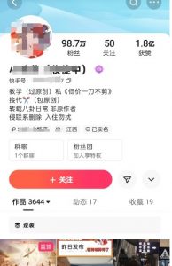 快手百万粉丝博主快手一刀不剪无脑搬运技术,几分钟就能搞定一条作品,条条过同框-第一资源库