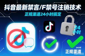 抖音最新禁言/F禁号注销技术，正规渠道24小时搞定-第一资源库