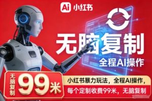 小红书暴力玩法，全程AI操作，每个定制收费99米，无脑复制-第一资源库