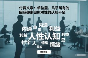 付费文章:单位里,几乎所有的困惑都来自你对人性的认知不足-第一资源库