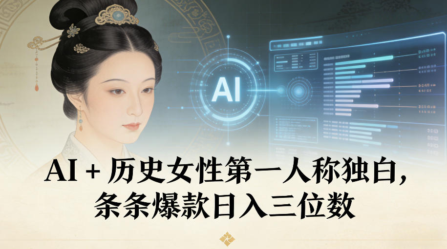 AI+历史女性第一人称独白,条条爆款日入三位数-第一资源库