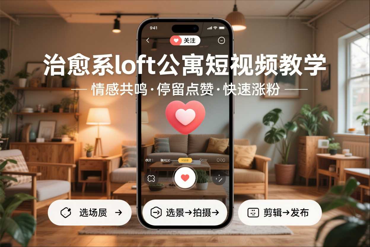 治愈系loft公寓短视频制作教学,情感共鸣引停留点赞关注,快速起号涨粉-第一资源库
