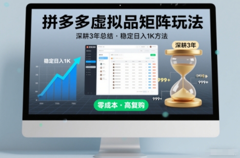 深耕3年之久总结,拼多多虚拟品矩阵玩法,稳定日入1K方法【揭秘】-第一资源库