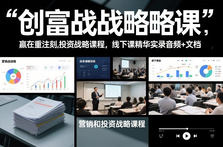 创富战略课,赢在重注时刻,营销和投资战略课程,线下课精华实录音频+文档-第一资源库