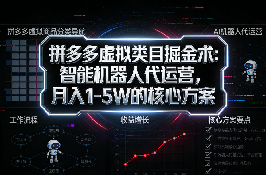 拼多多虚拟类目掘金术:智能机器人代运营,月入1-5W的核心方案【揭秘】-第一资源库