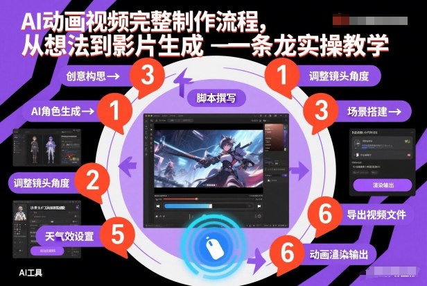 AI动画视频完整制作流程,从想法到影片生成一条龙实操教学-第一资源库