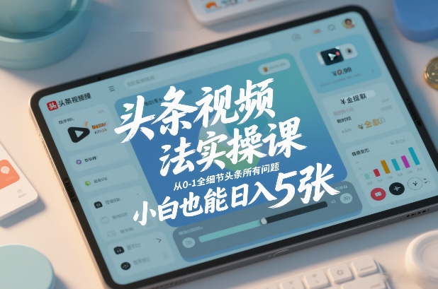 头条视频玩法实操课,从0-1全细节头条所有问题,小白也能日入5张-第一资源库