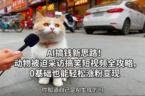 AI搞钱新思路!动物被迫采访搞笑短视频全攻略,0基础也能轻松涨粉变现-第一资源库