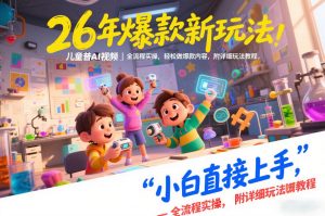 26年爆款新玩法,儿童科普AI视频,全流程实操,轻松做爆款内容,小白直接上手,附详细玩法教程-第一资源库