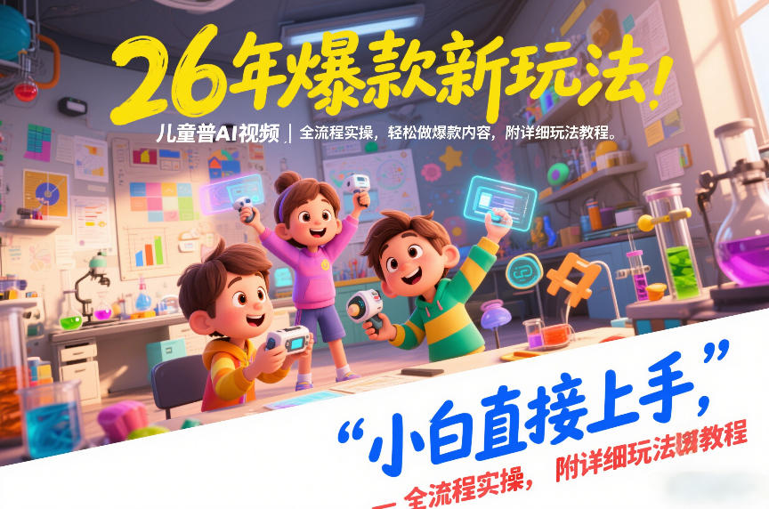 26年爆款新玩法,儿童科普AI视频,全流程实操,轻松做爆款内容,小白直接上手,附详细玩法教程-第一资源库
