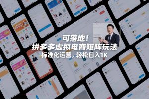 可落地!拼多多虚拟电商矩阵玩法,标准化运营,轻松日入1K+【揭秘】-第一资源库