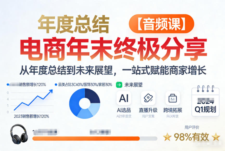 电商年未终极分享,从年度总结到未来展望,一站式赋能商家增长【音频课】-第一资源库