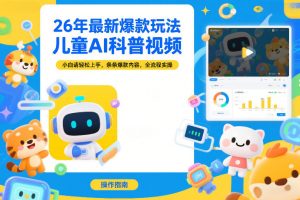 26年最新爆款玩法,儿童AI科普视频,小白请轻松上手,条条爆款内容,全流程实操-第一资源库