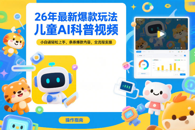 26年最新爆款玩法,儿童AI科普视频,小白请轻松上手,条条爆款内容,全流程实操-第一资源库