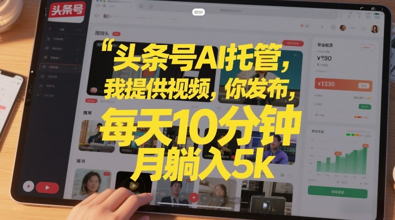 头条号AI托管,我提供视频,你发布,每天10分钟,月躺入5k+【揭秘】-第一资源库