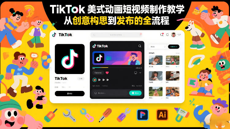 TikTok美式动画短视频制作教学,从创意构思到发布的全流程-第一资源库