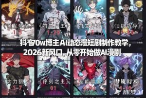 抖音70w博主AI动态漫短剧制作教学,2026新风口,从零开始做AI漫剧,普通人也能月入过W-第一资源库
